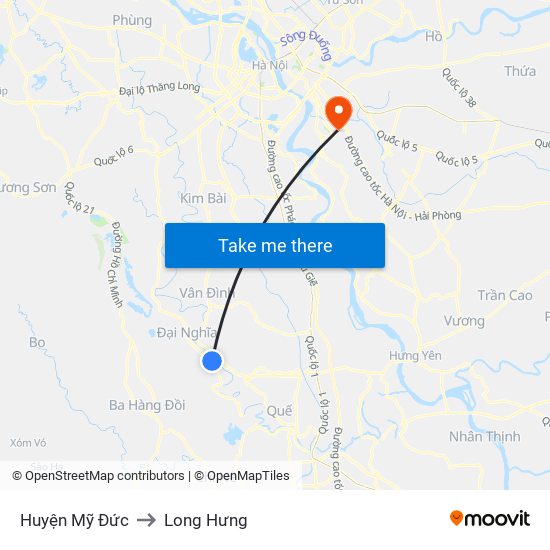 Huyện Mỹ Đức to Long Hưng map