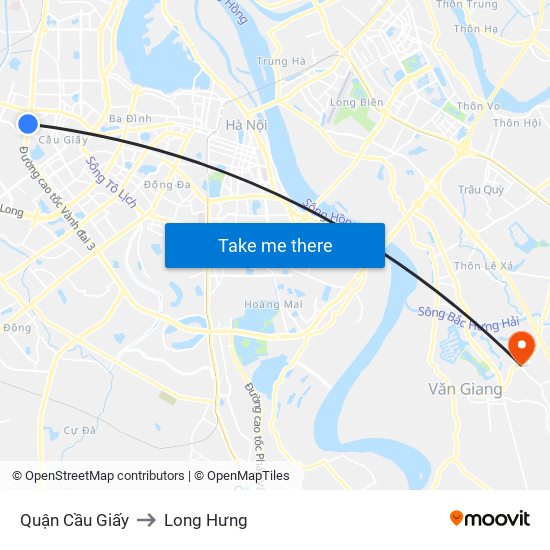 Quận Cầu Giấy to Long Hưng map