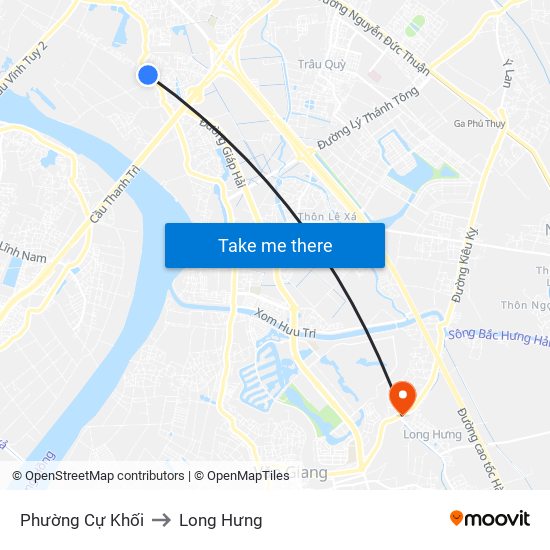 Phường Cự Khối to Long Hưng map