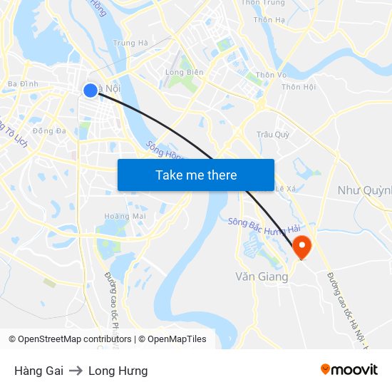 Hàng Gai to Long Hưng map