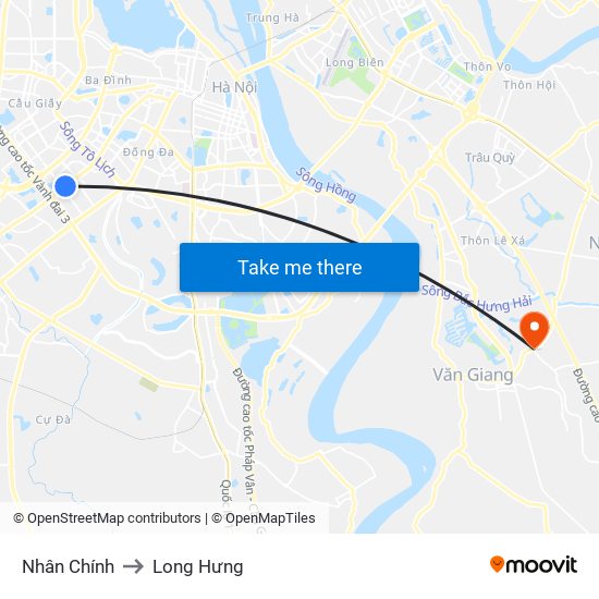 Nhân Chính to Long Hưng map