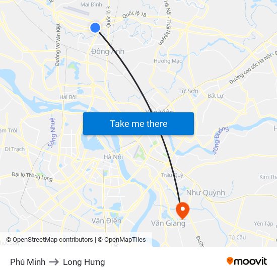 Phú Minh to Long Hưng map