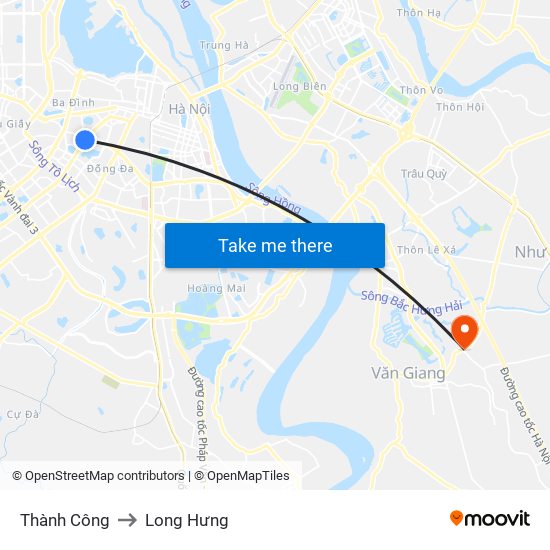 Thành Công to Long Hưng map