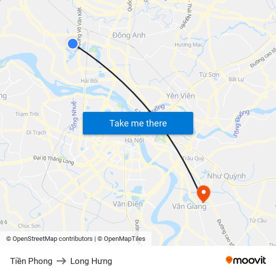 Tiền Phong to Long Hưng map