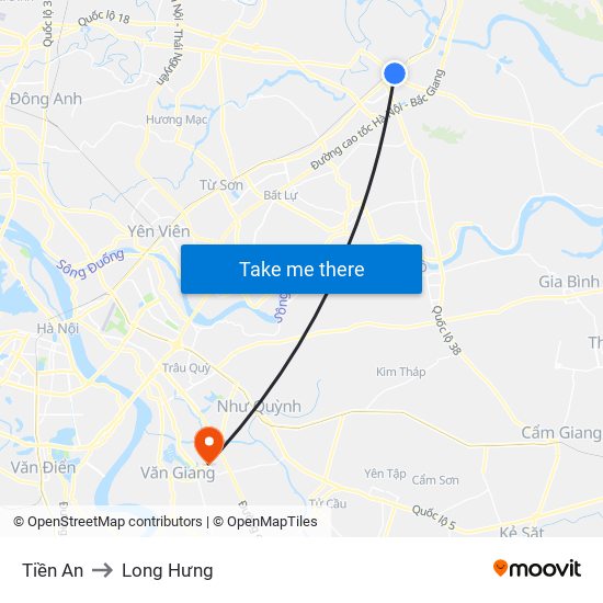 Tiền An to Long Hưng map