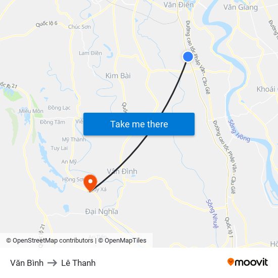 Văn Bình to Lê Thanh map