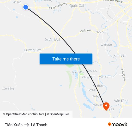 Tiến Xuân to Lê Thanh map