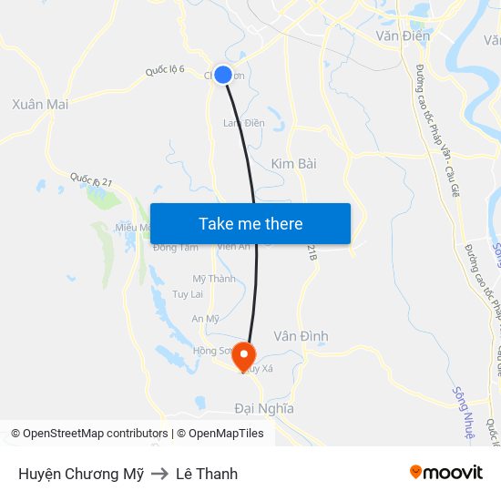 Huyện Chương Mỹ to Lê Thanh map