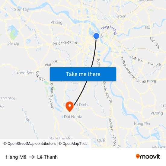 Hàng Mã to Lê Thanh map