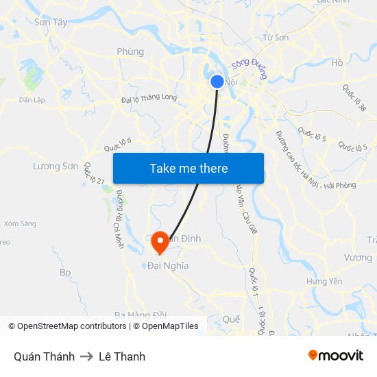 Quán Thánh to Lê Thanh map