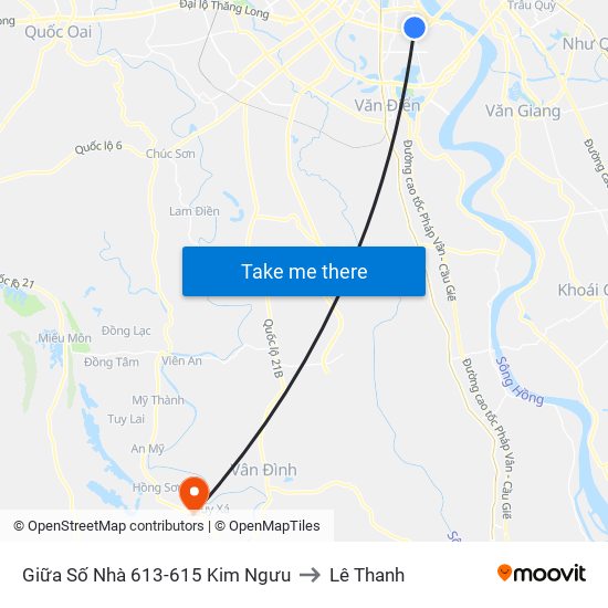 Giữa Số Nhà 613-615 Kim Ngưu to Lê Thanh map