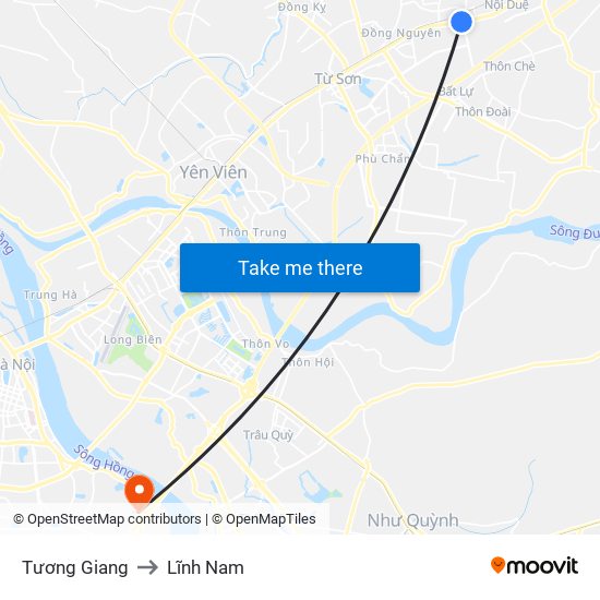 Tương Giang to Lĩnh Nam map