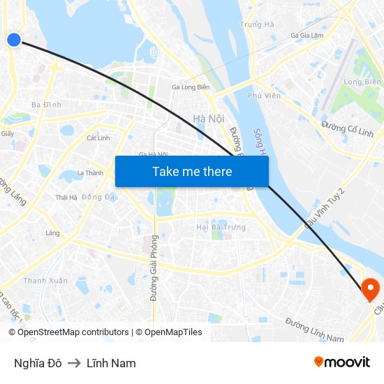 Nghĩa Đô to Lĩnh Nam map
