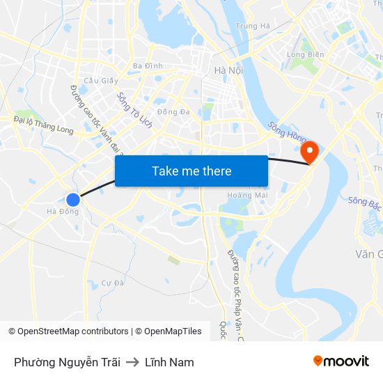 Phường Nguyễn Trãi to Lĩnh Nam map