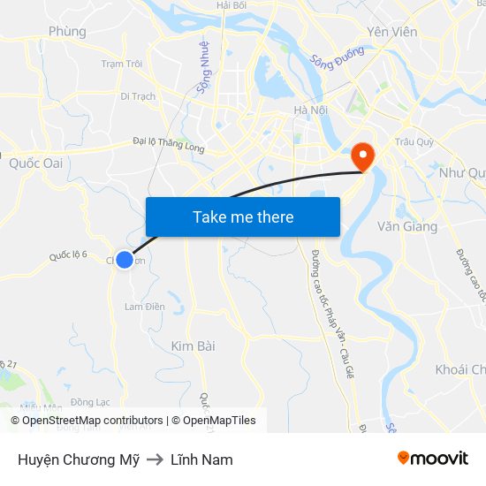 Huyện Chương Mỹ to Lĩnh Nam map