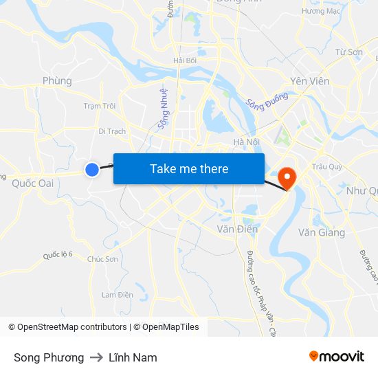 Song Phương to Lĩnh Nam map