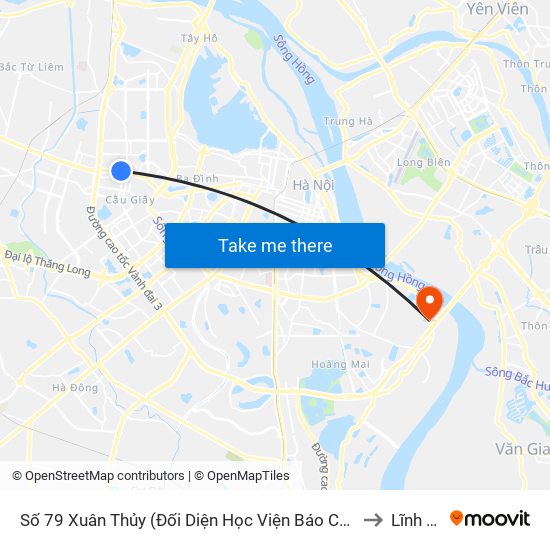 Số 79 Xuân Thủy (Đối Diện Học Viện Báo Chí Và Tuyên Truyền) to Lĩnh Nam map