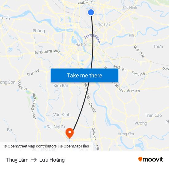 Thuỵ Lâm to Lưu Hoàng map