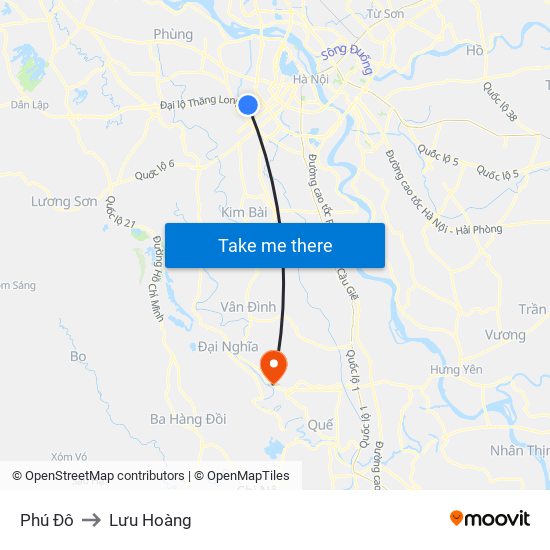 Phú Đô to Lưu Hoàng map