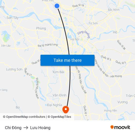 Chi Đông to Lưu Hoàng map