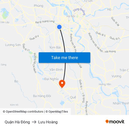 Quận Hà Đông to Lưu Hoàng map