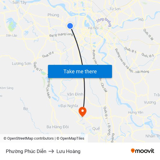 Phường Phúc Diễn to Lưu Hoàng map