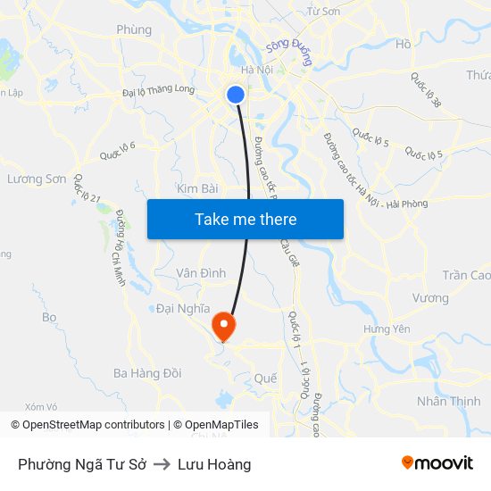 Phường Ngã Tư Sở to Lưu Hoàng map