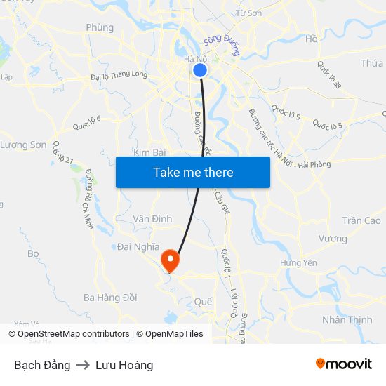 Bạch Đằng to Lưu Hoàng map