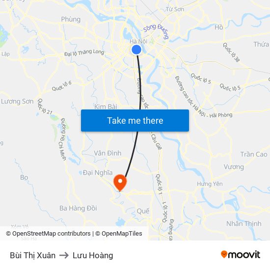 Bùi Thị Xuân to Lưu Hoàng map