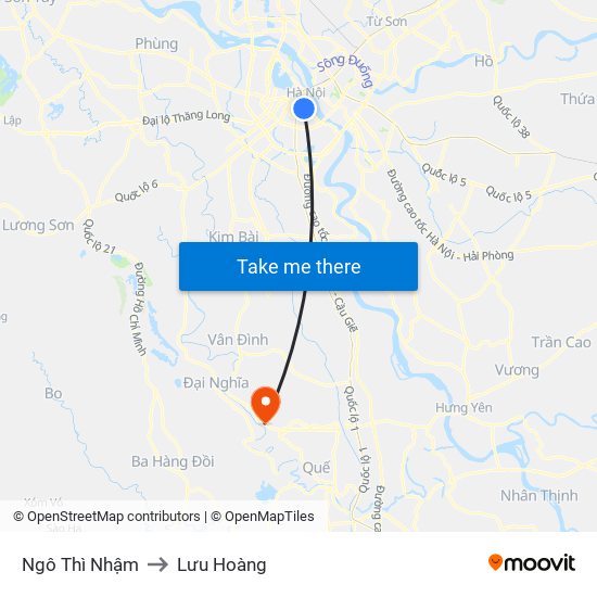 Ngô Thì Nhậm to Lưu Hoàng map