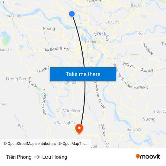 Tiền Phong to Lưu Hoàng map