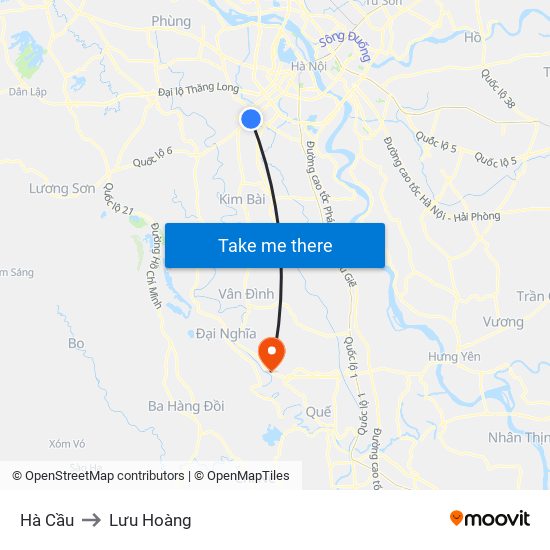 Hà Cầu to Lưu Hoàng map