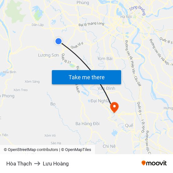 Hòa Thạch to Lưu Hoàng map