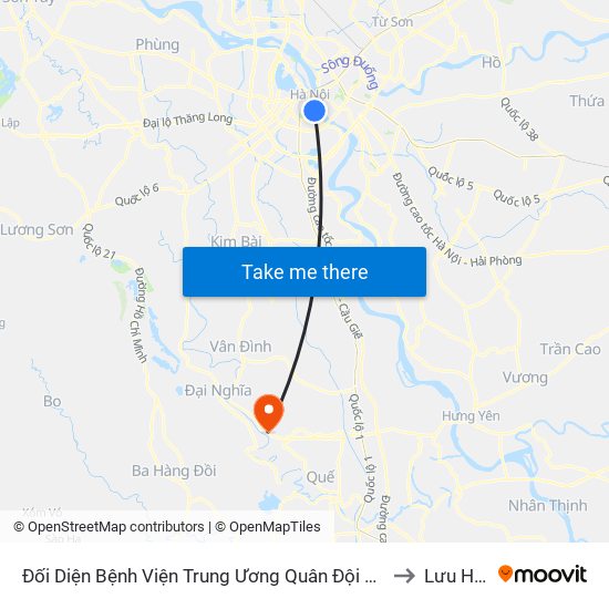 Đối Diện Bệnh Viện Trung Ương Quân Đội 108 - Trần Hưng Đạo to Lưu Hoàng map