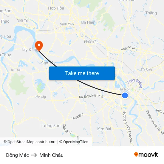 Đống Mác to Minh Châu map