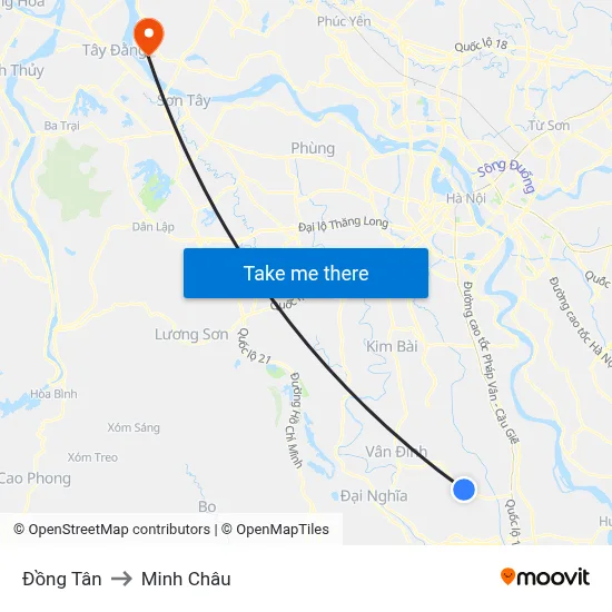 Đồng Tân to Minh Châu map