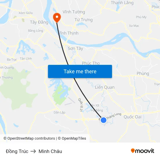 Đồng Trúc to Minh Châu map