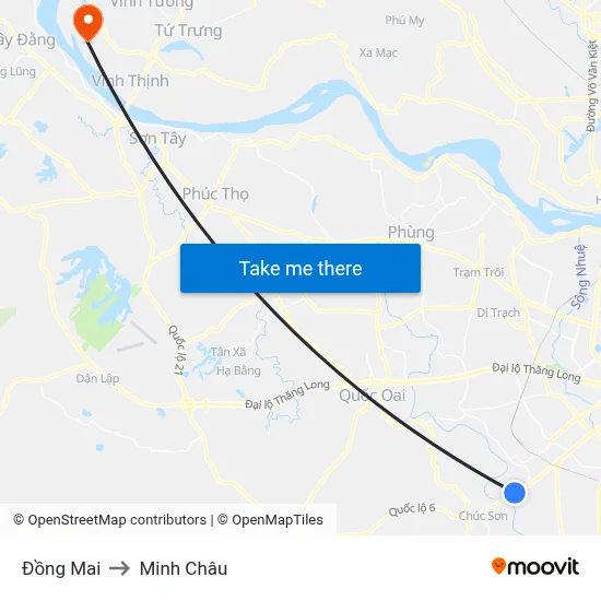 Đồng Mai to Minh Châu map