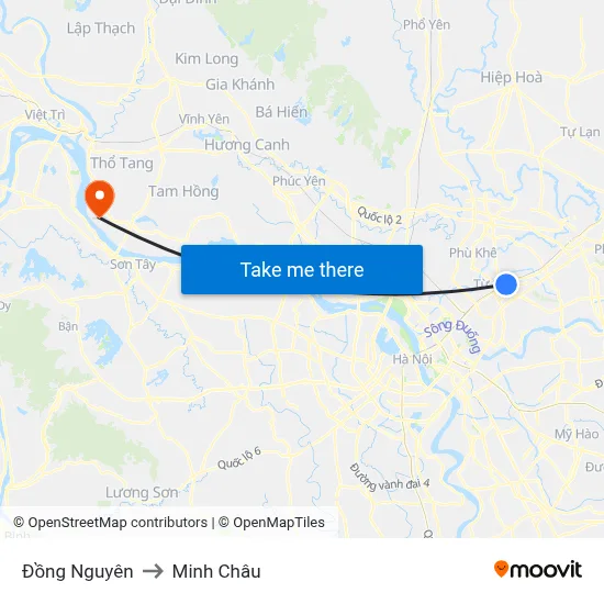 Đồng Nguyên to Minh Châu map