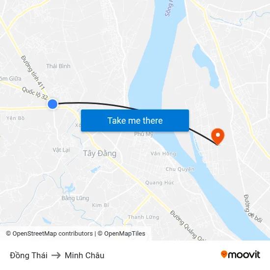 Đồng Thái to Minh Châu map