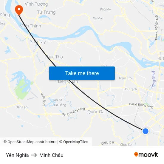 Yên Nghĩa to Minh Châu map