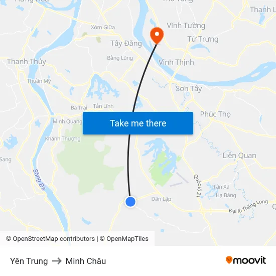 Yên Trung to Minh Châu map
