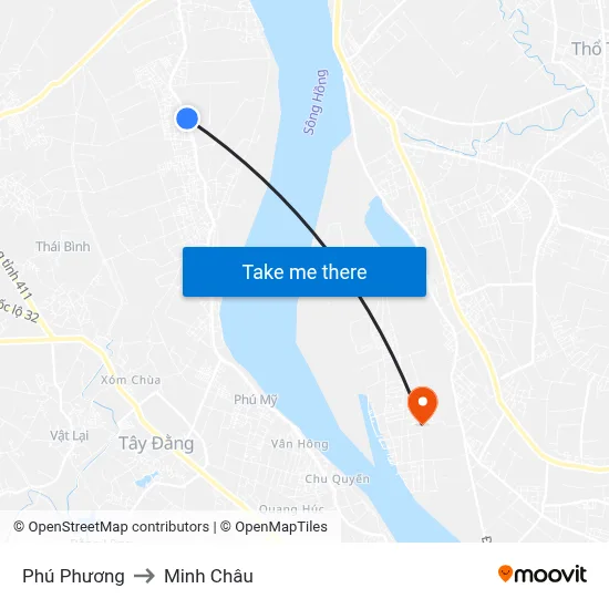 Phú Phương to Minh Châu map
