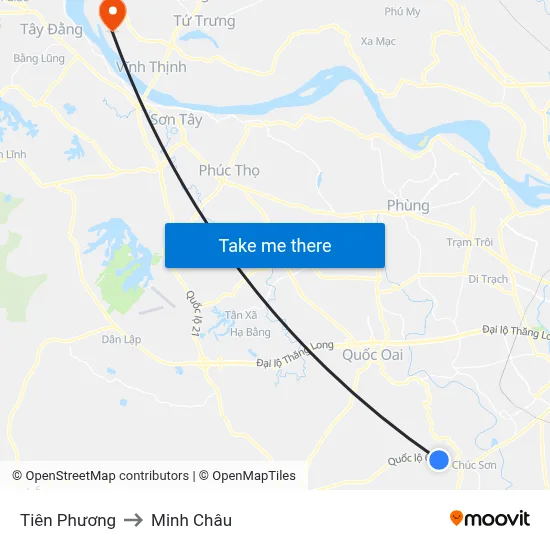 Tiên Phương to Minh Châu map
