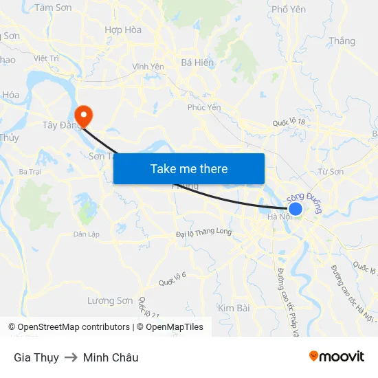 Gia Thụy to Minh Châu map