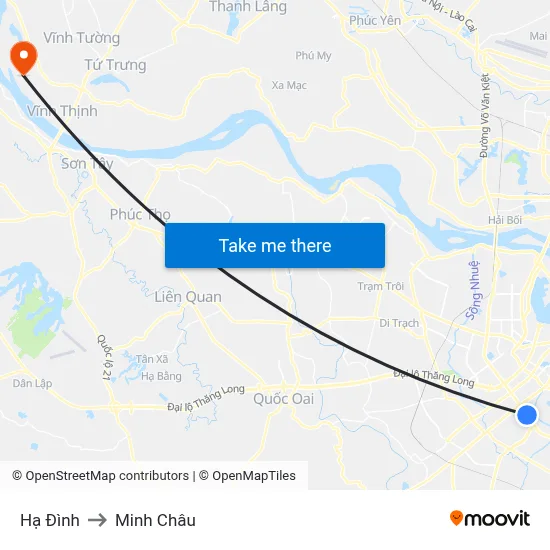 Hạ Đình to Minh Châu map