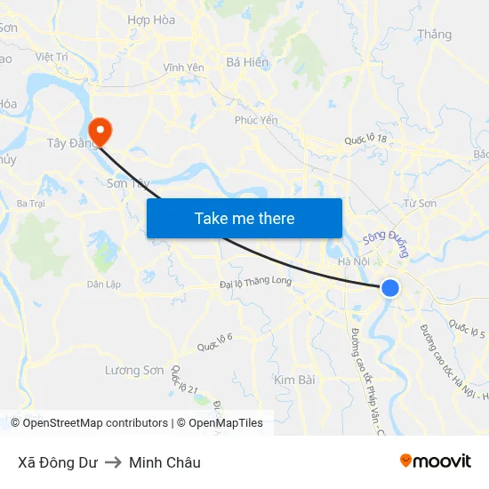 Xã Đông Dư to Minh Châu map