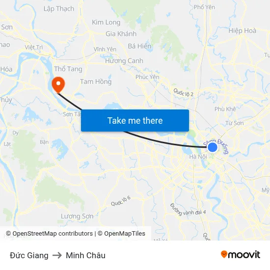 Đức Giang to Minh Châu map
