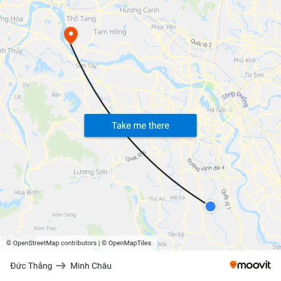 Đức Thắng to Minh Châu map