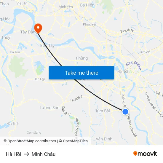 Hà Hồi to Minh Châu map